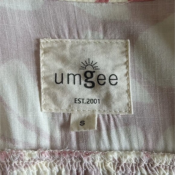 Umgee Dress Women S Pink Ivory Print Tiered Mini Babydoll Tribal Tropical Comfy - Picture 3 of 12